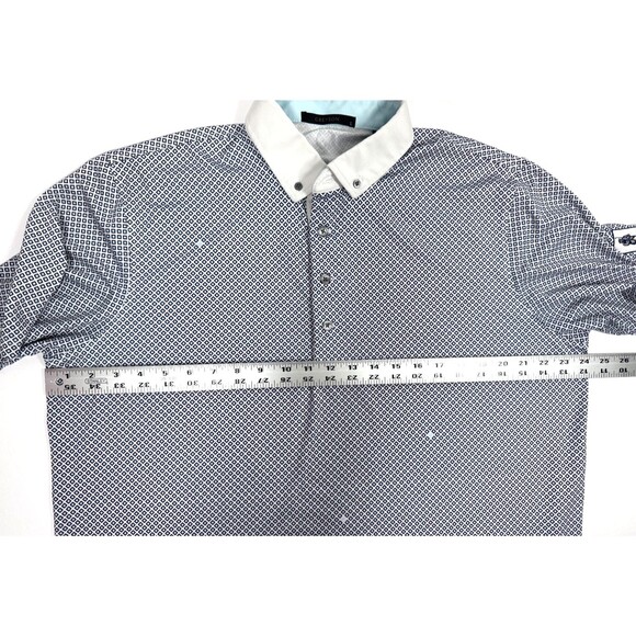 Greyson Polo Large Blue White Geometric Golf Embroidered Greenwood Performance - Picture 11 of 13
